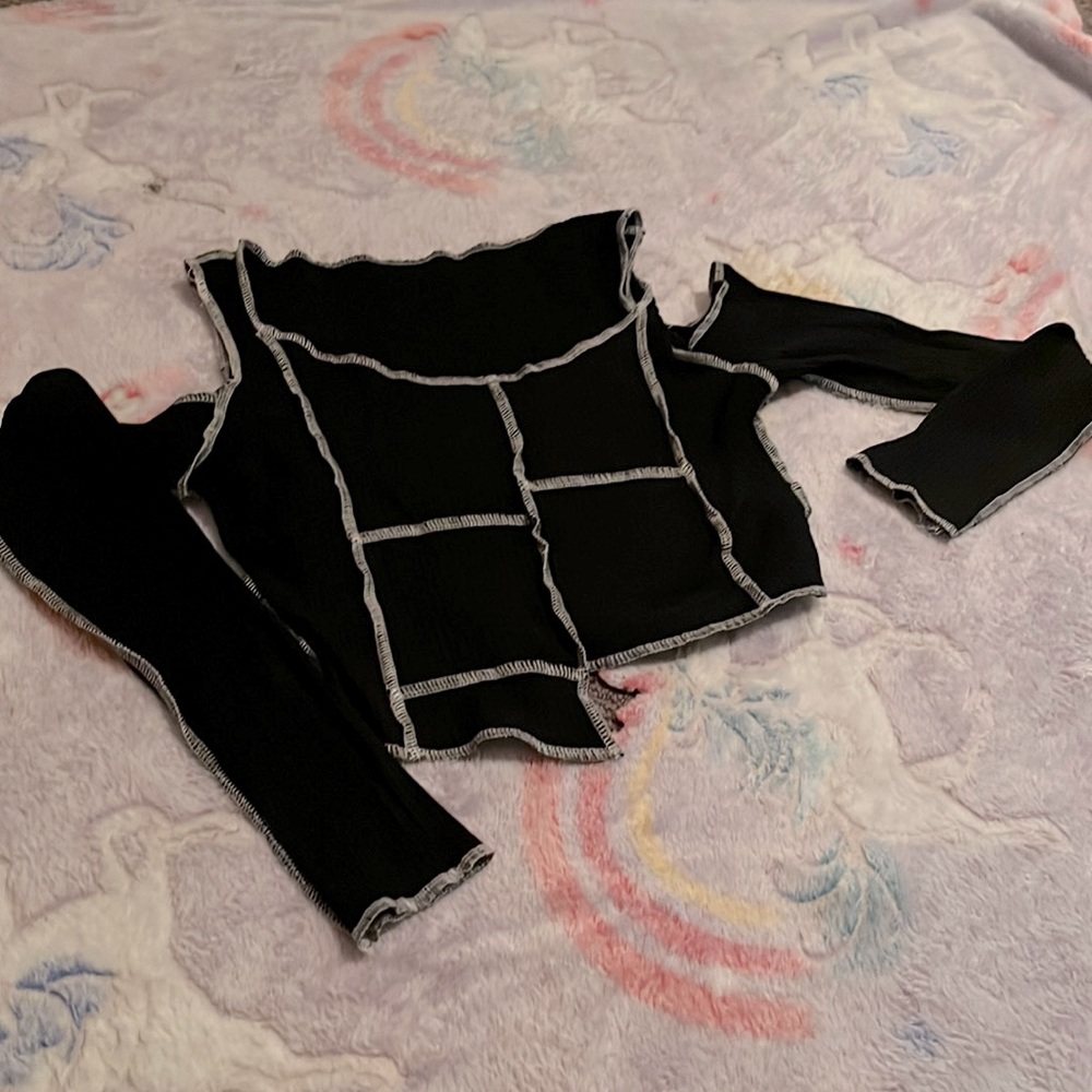 Asymmetrical black crop top